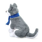 Short Plush Simulation Husky Stuffed Toy With Scarf ISO9001