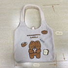 Fashion Simple Plush Bear Cute Canvas Shoulder Bag 42cm Large Capacity
