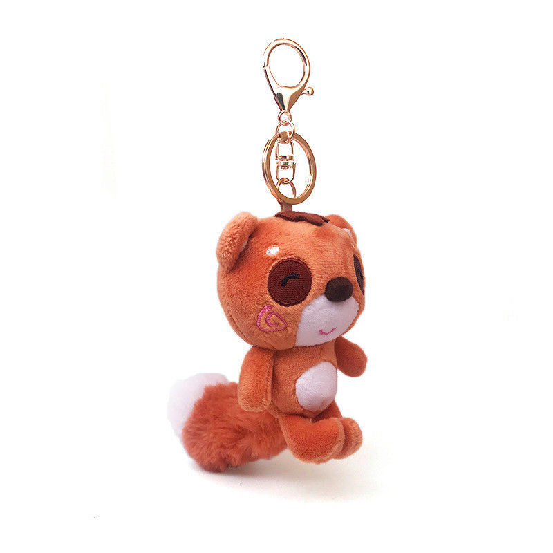 Cute Orange Bear Custom Soft Keychain Plush Toys Mini Stuffed Animal Keychain