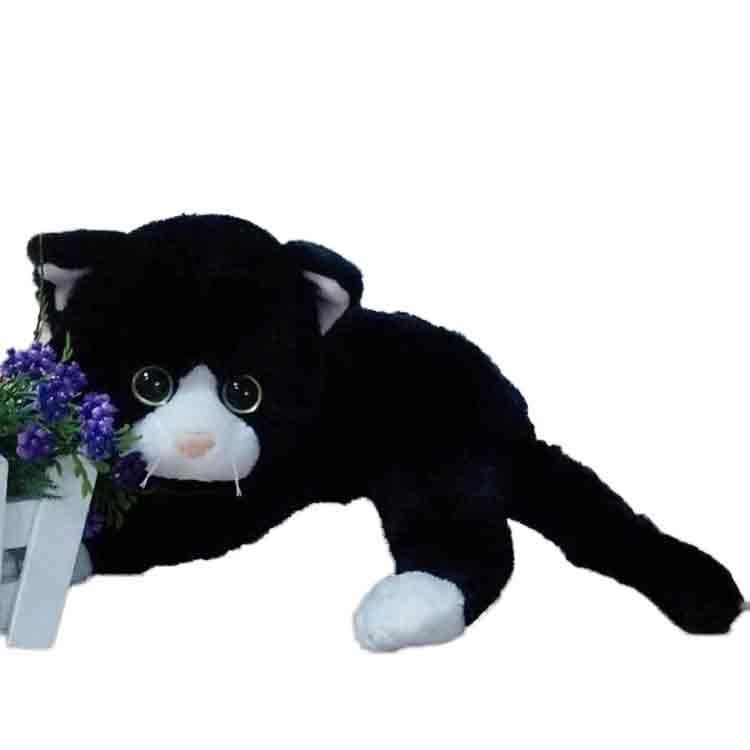40CM Black And White Cat Stuffed Animal 100% Polyester Animal Plush Toys