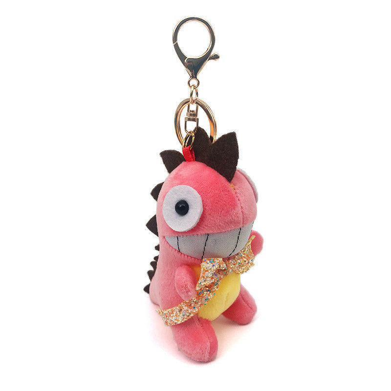 Embroidery Logo Small Red Big Mouth Dinosaur Plush Doll Keychain Plush Toys