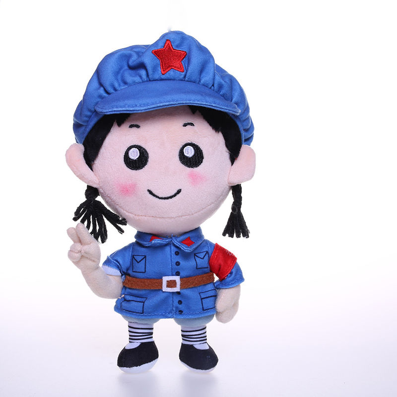 25cm Light Blue Military Uniform Short Plush Girl Doll Plush Toys